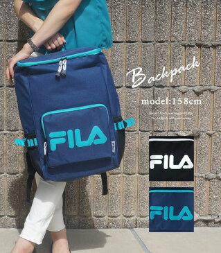 FILA フィラ スクエア リュック BOX型 A4対応 25L 大容量 バイカラー レディース メンズ バッグパック おしゃれ かわいい かっこいい プレゼント ギフト 敬老の日 クリスマス/ 宅配便送料込み 北海道沖縄発送不可