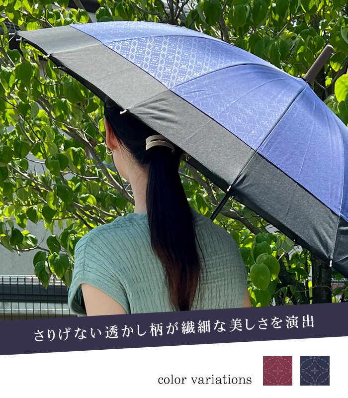 レディース 雨傘 16本骨 大人 中学生女子 長傘 かさ 55cmのイメージ