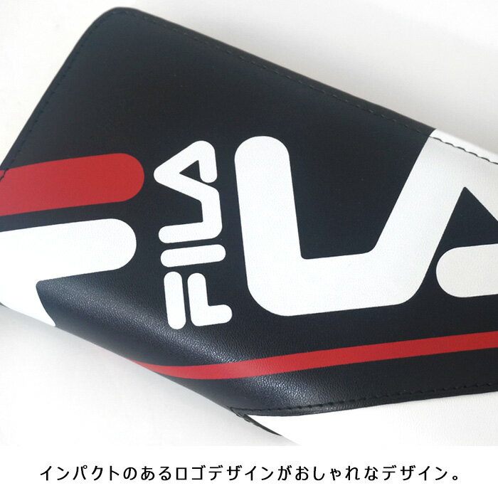 FILA フィラ アレンジ ロゴ ラウンド 長財布 合皮 ストラップ付き かわいい おしゃれ / メール便送料無料 _ke