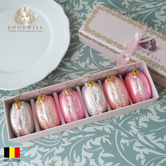 TR 23096[150016]ベルギー GOODWILL(グッドウィル) マカロン 6個入 6cm (GOODWILL化粧箱入) ヨーロッパ 北欧 クリスマスツリー オーナメント クリスマスオーナメント ピカキュウホーム ピカキュウhome