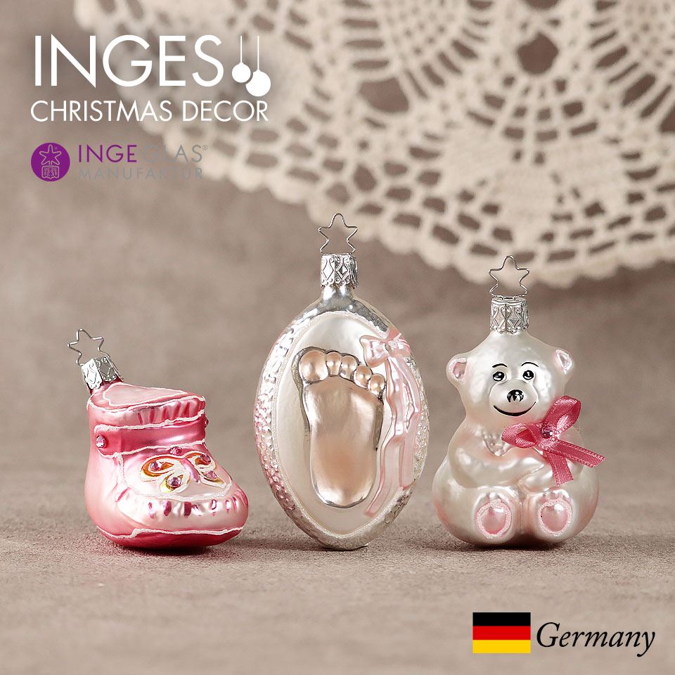 10117S015 ɥINGE-GLAS MANUFAKTURʥ󥲡饹ˤEin Geschek[D47] ƤΥꥹޥեȥ饤 BABY'S FIRST CHRISTMAS Ein Madchen![Dλ­ޡĤ3ԡꥮեȥå]SWAROVSKI եա ԥ奦ۡ ԥ奦home