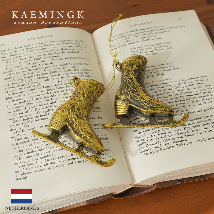 516377[130081]KAEMINGK(カイミング) アンチーク 金のスケート靴 1セット2個入 スケートシューズ ゴー..