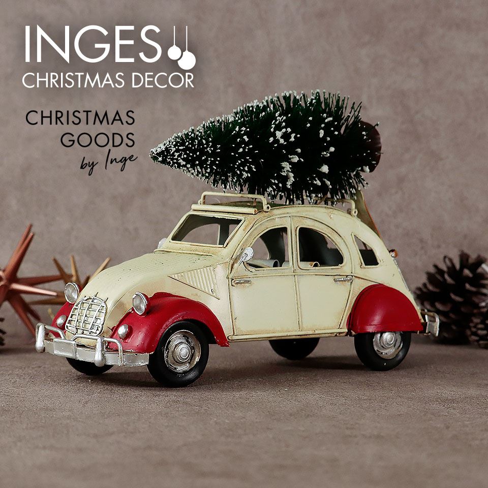 700000524[120041]ドイツ INGE-GLAS GOODS ［乗り物］ クリスマスカー ホワイト 26cm ドイツ直輸入 クリスマスツリー オーナメント クリスマス ヨーロッパ 北欧 ピカキュウホーム ピカキュウhome