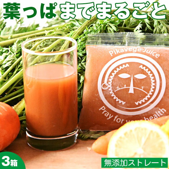 【3箱】 にんじんジュース 無添加 人参ジュース 葉っぱ付きまるごと人参ジュース 合計100ml×90パック ピカイチ野菜くん ニンジンジュース 国産 無農薬人...
