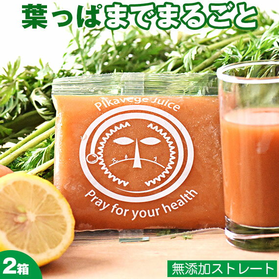 楽天ピカイチ野菜くん【2箱】人参ジュース 無添加 にんじんジュース 有機 無農薬 葉っぱ付きまるごと冷凍にんじんジュース 100cc×60p にんじん 人参　冷凍ジュース 野菜ジュース ギフト レモン コールドプレス ストレート ファスティング ゲルソン療法 農薬不使用 ニンジン