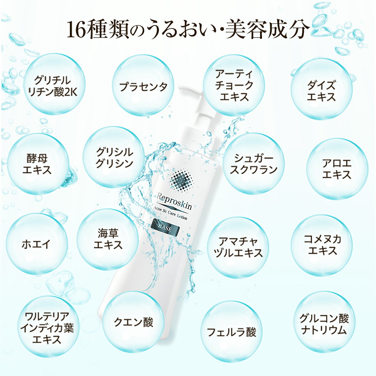 ニキビケアニキビ跡化粧水医薬部外品薬用無添加リプロスキンベースローション100mLメンズレディーススキンケアクレーター色素沈着消し凸凹脂性肌敏感肌乾燥肌毛穴用あごおでこ鼻国産