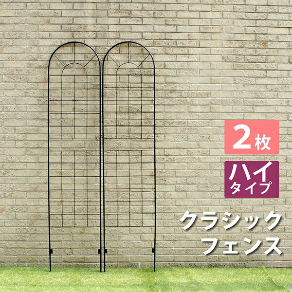 Iron - 【ポイント2倍】 【2枚組】 クラシックフェンス ハイタイプ220 フェンス ゲート 扉 アイアン ガーデンフェンス ガーデニング 枠 柵 仕切り 目隠し 境目 クラシカル アンティーク トレリス ベランダ つる 薔薇 バラ 朝顔 園芸 ラティス