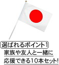 【10枚】日本の国旗 ミニ手旗 日本の旗 21×14cm Japan flag Japanese flag 手旗 手を振る旗 携帯便利 日本応援手旗 式典 送迎 祝日 装飾 旗手作り