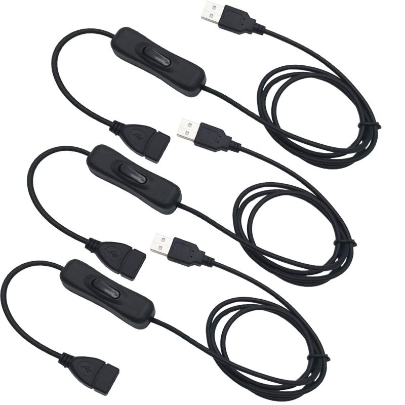 CESFONJER 3個 USBスイッチケーブル, USB A オス メス 延長ケーブル 1m USB スイッチ付き, 駆動レコーダー用、LEDデ…