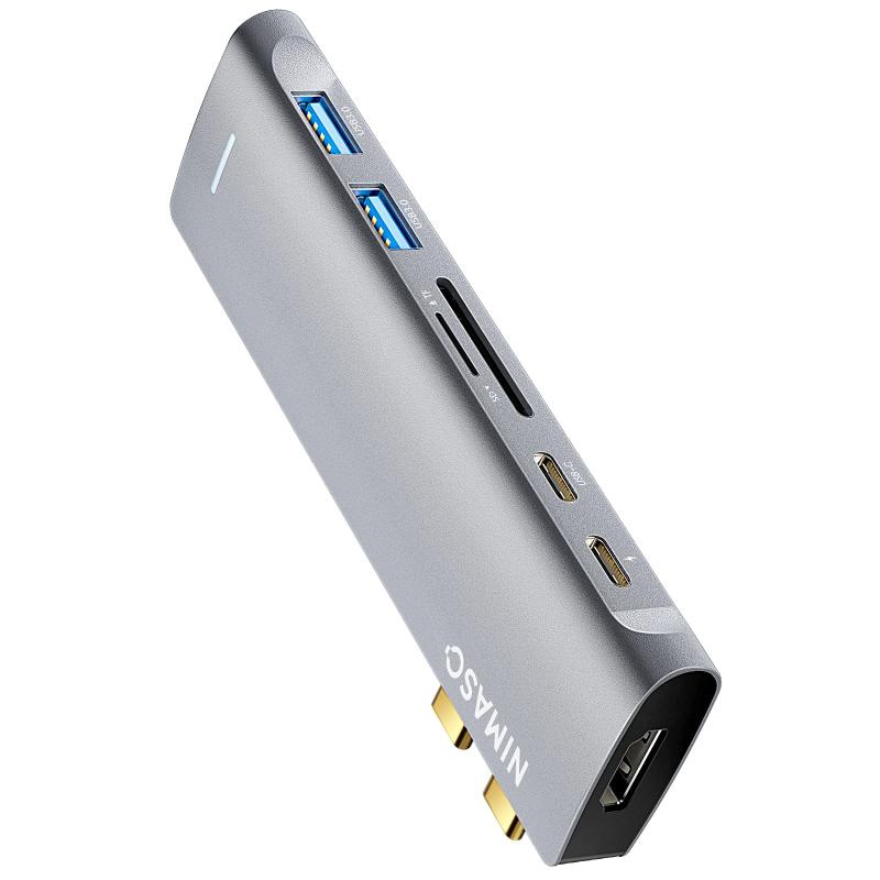 NIMASO 7-in-2 USB C ハブ MacBook Pro/Air 専用 【100W PD対応 Thunderbolt 3 ポート/USB C 3.0 ポート / 4K 30Hz H…