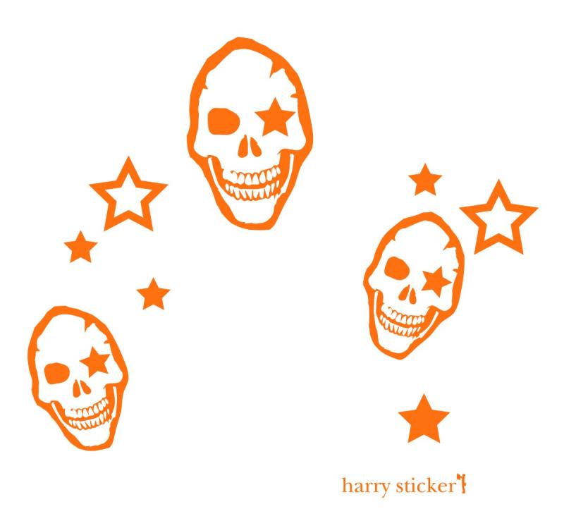 HARRY STICKER 転写式 ウォールステッカー ドクロとスター (skull-star) M 約45cm×45cm