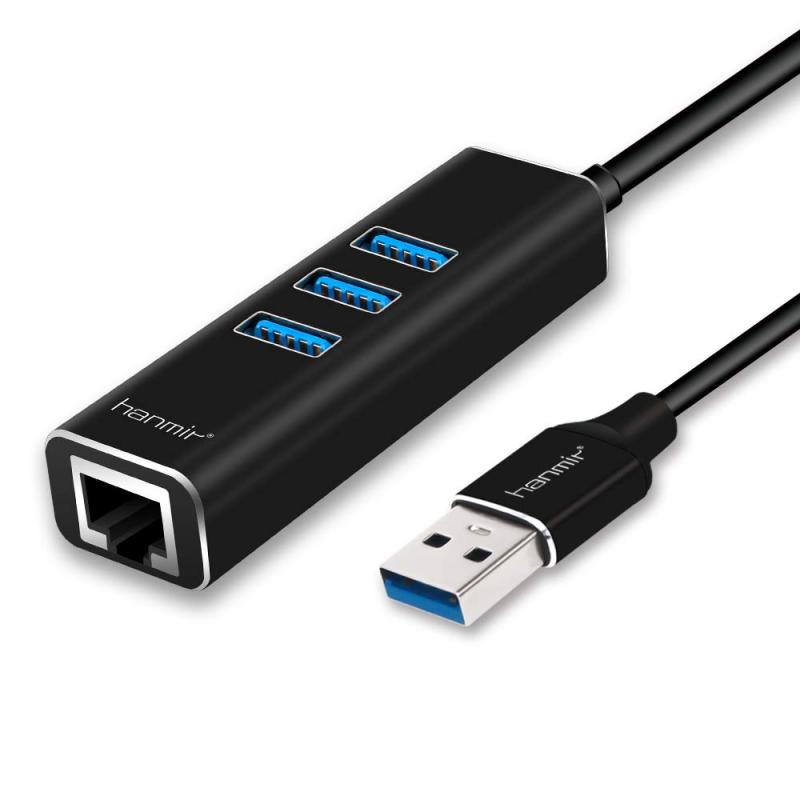 高速Hanmir USB3.0ハブ 4ポートアダプター 有線LAN RJ45 変換アダプタ 1000Mbps 5Gbps高速USB拡張 高速伝送 USB3.0ポ…