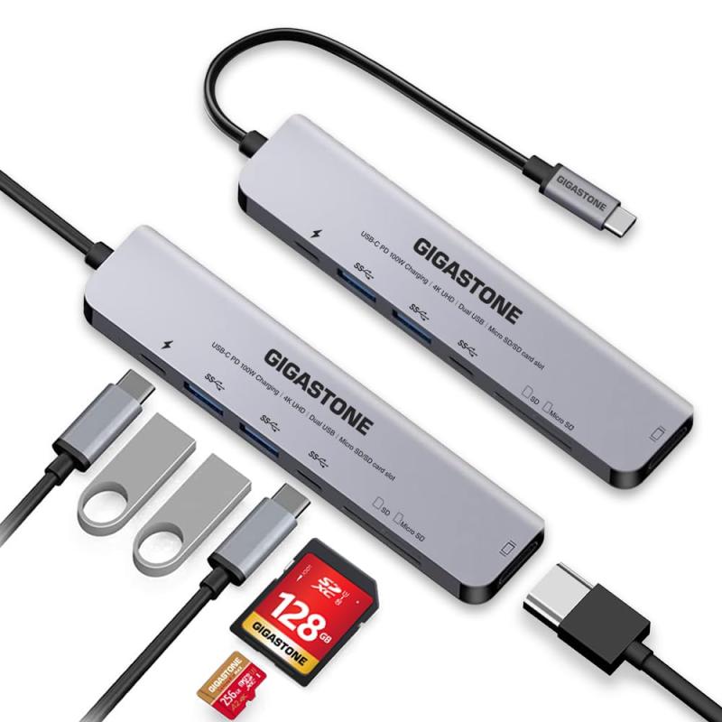 y USB C nu 2pbNzGigastone 7-in-1 USB nu A_v^ Type-Cy4KΉHDMIo̓|[g+PD 100W}[d+2 USB3.0 |[g &amp; USB-C|[g+MicroSD &amp; SDJ[h Xbg,zEgX 7|[g