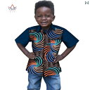 アフリカン ファッション キッズ アフリカ 少年 服 アフリカ エスニック ワックス 布 プリント 子供 シャツ 男子 半袖 トップス