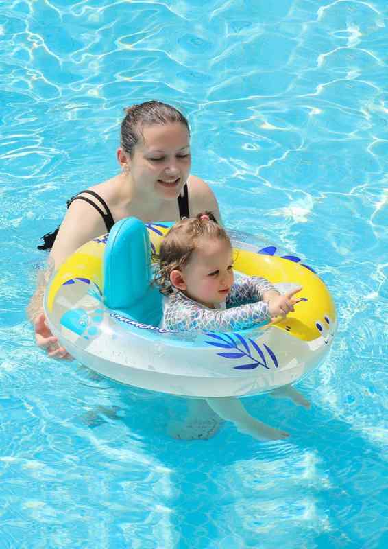 ベビー浮き輪 ベビーフロート SPF50+ 日焼け止め 取り外し可能なサンシェード お風呂浮き輪 子供浮き輪 足入れ浮き輪赤ちゃん 安全 3ヶ月-6歳の子供用 ハンドポンプ付き 2