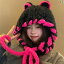 帽子 防寒 あったかい かわいい クマ 耳 ぬいぐるみ ロシア 帽子 女性 冬 韓国 暖かさ 厚い 耳保護 ニット ウール 帽子