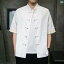 メンズ トップス シャツ 夏 薄い 中華風 ジャカード 綿 リネン 半袖 シャツ 男性 中国 唐 スーツ レトロ ティー スーツ 半袖 シャツ