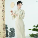 秋冬 中華風 若い 女性 チャイナ ドレス 民族風 エレガント 小さい 長袖 ドレス 瞑想 茶 スーツ