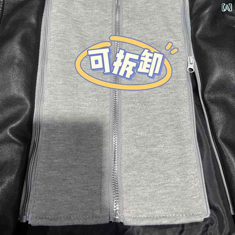 レディース アウター フェイク ツーピース レザージャケット 女性 秋 黒 フード カジュアル ステッチ スウェットシャツ レザージャケット