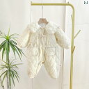 ロンパース かわいい ベビーキルト スーツ 0 - 2歳 冬 女性 赤ちゃん 韓国 かわいい 人形 襟 クローラー スーツ 花柄 ジャンプ スーツ