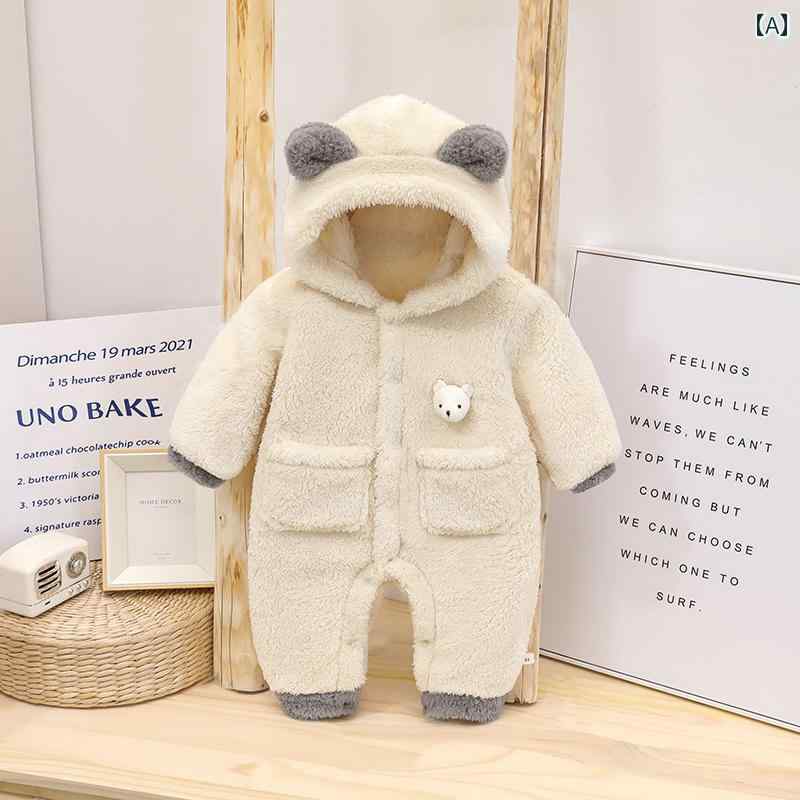 ロンパース かわいい ベビー ウェア カバーオール 新生児 冬服 立体的 小さい クマ 厚手 暖かい ウール セーター 新生児 満月 赤ちゃん ハイ ハイ 服