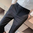 メンズ ストライプ ハイエンド ビジネス カジュアル 韓国 スリムフィット スーツ 小さい 足