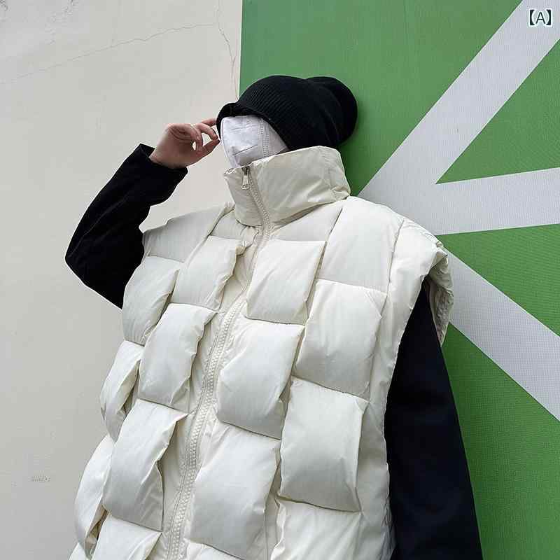 冬 ハイエンド 織り ダウン 綿 ベスト メンズ 韓国 厚手 暖かい スタンドカラー ベスト ジャケット