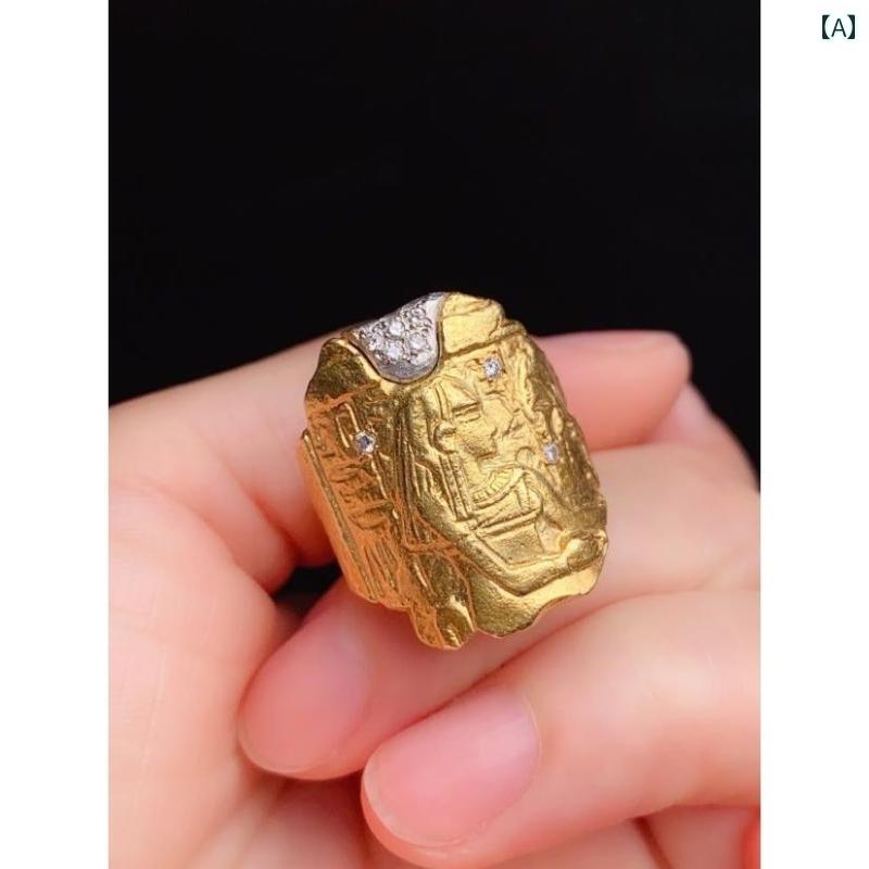 指輪 おしゃれ 中世 金色 彫刻 施 レディース ファラオ リング ハイエンド ハイエンド レトロ リングジュエリー 個性