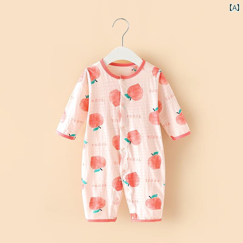 0 - 3歳 赤ちゃん用 薄型 夏 服 ワンピース スーツ 快適 服 長袖 日焼け防止 服 通気性 綿 1