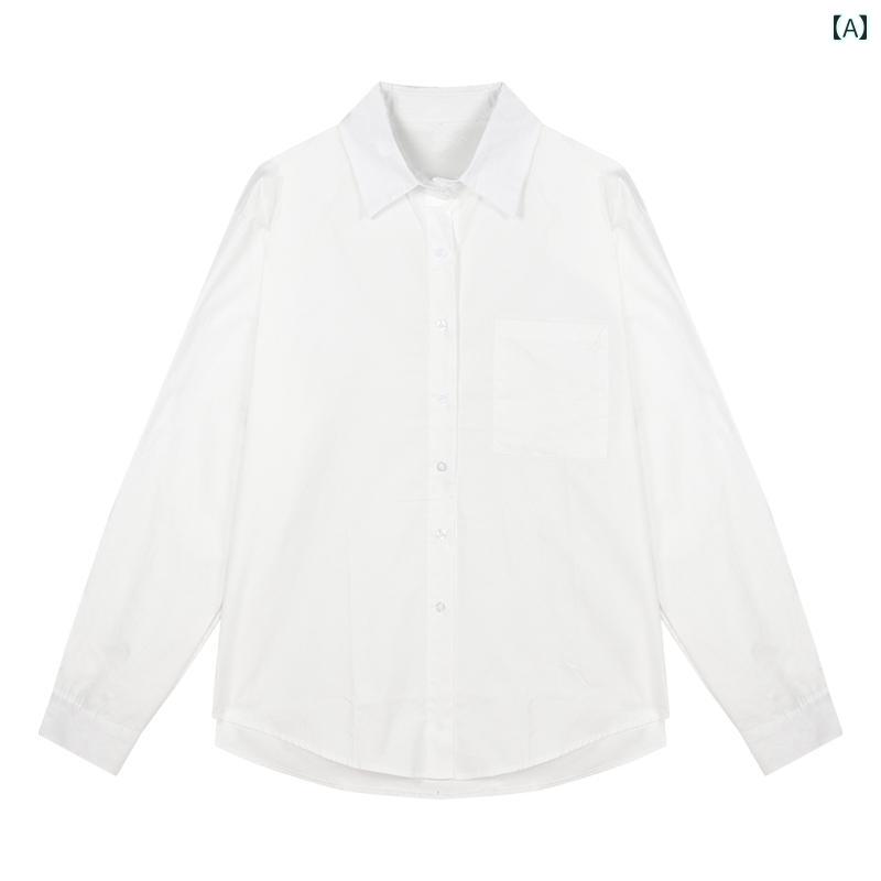 レディース 白い シャツ 秋 ミドル丈 シャツ 薄い 長袖 日焼け防止 カーディガン トップス ジャケット