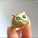 指輪 かわいい 金色 リング エメラルド リング ブラッシュ ド フクロウ ファッション リング 18 K ゴールド