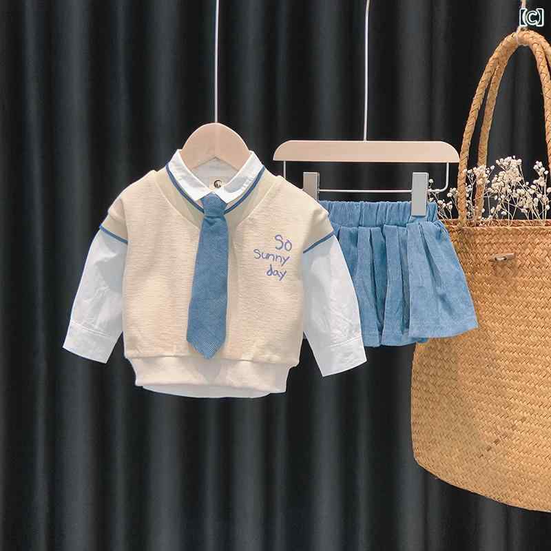 ベビー カレッジ 秋服 セット 1~3歳 姉弟 服 子供 3点 セット 春秋 兄妹 服 3