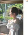 リゾートドレス バンディ フレンチ パフスリーブ ホワイト チューブ トップ ワンショルダー ドレス ドレス スカート ハット