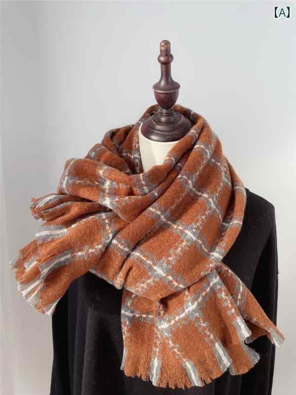 マフラー おしゃれ 冬 チェック柄 ロング 暖かい ショール 二重 目的 厚手 スカーフ 学生 スカーフ
