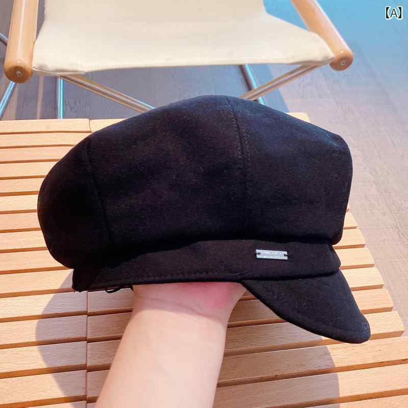 ベレー 帽 かわいい 秋冬 レディース 黒い 大きい 頭囲 八角形 帽子 韓国 レトロ キャスケット 帽子 画家帽子