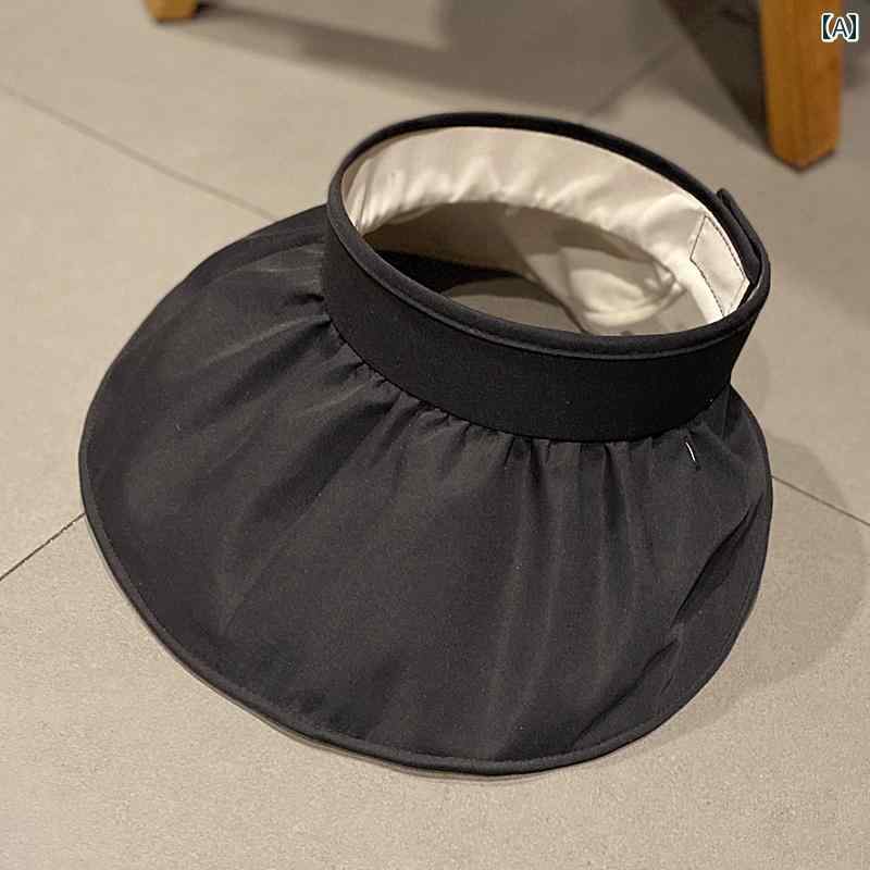 サンバイザー 帽子 レディース 韓国 サンシェード 日焼け防止 つば広 折たたみ 式 収納 空 トップハット 風 抗UV シェル ハット