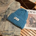 帽子 秋冬 レディース ニット 帽 韓国 暖かい ウール 旅行用 ファッション レター パッチ プルオーバー ハット