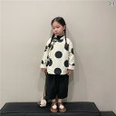 ガールズ 冬服 韓国 水玉 キルティング 暖かい ジャケット 子供 綿 ラウンドネックトップス 綿服