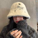 帽子 カジュアル ハット 韓国 毛皮 ウサギ 毛皮 バケット ハット レディース 秋冬 暖かい 耐寒性 フィッシャーマン