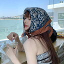 レトロ 正方形 スカーフ レディース 韓国 ターバン シャツ 日焼け防止 スカーフ ヘッド バンド 夏