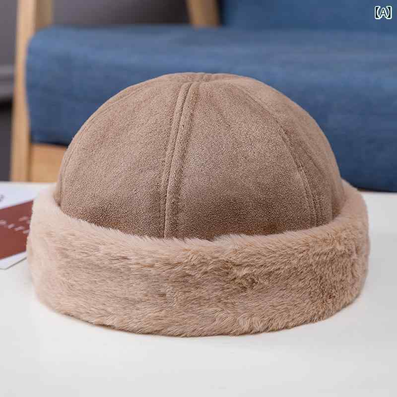 帽子 ハット 中国 的 厚手 暖 か い 毛皮 覆われた メロン メンズ レディース 秋冬 ファッション ヒップ ホップ 家主 ヤッピー