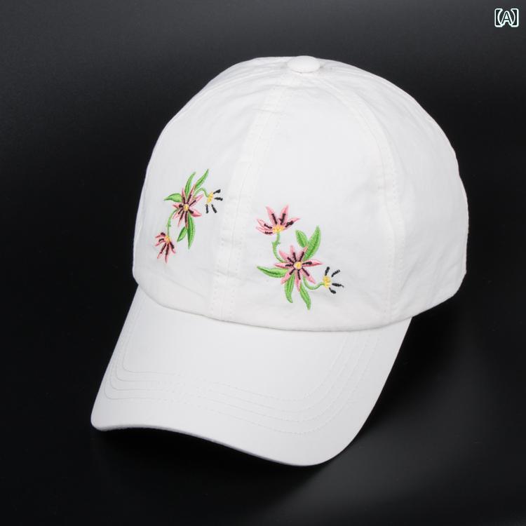 ベースボール キャップ 野球帽 レディース 夏 薄型 通気性 綿 刺繍 パターン ファッション 韓国 ファッション レディース ピーク キャップ