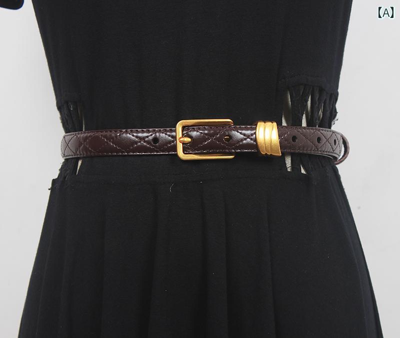 ベルト レディース カジュアル 革 チェック柄 ベルト 柔らかい 表面 シンプル 装飾 ドレス ジーンズ ベルト ブレザー