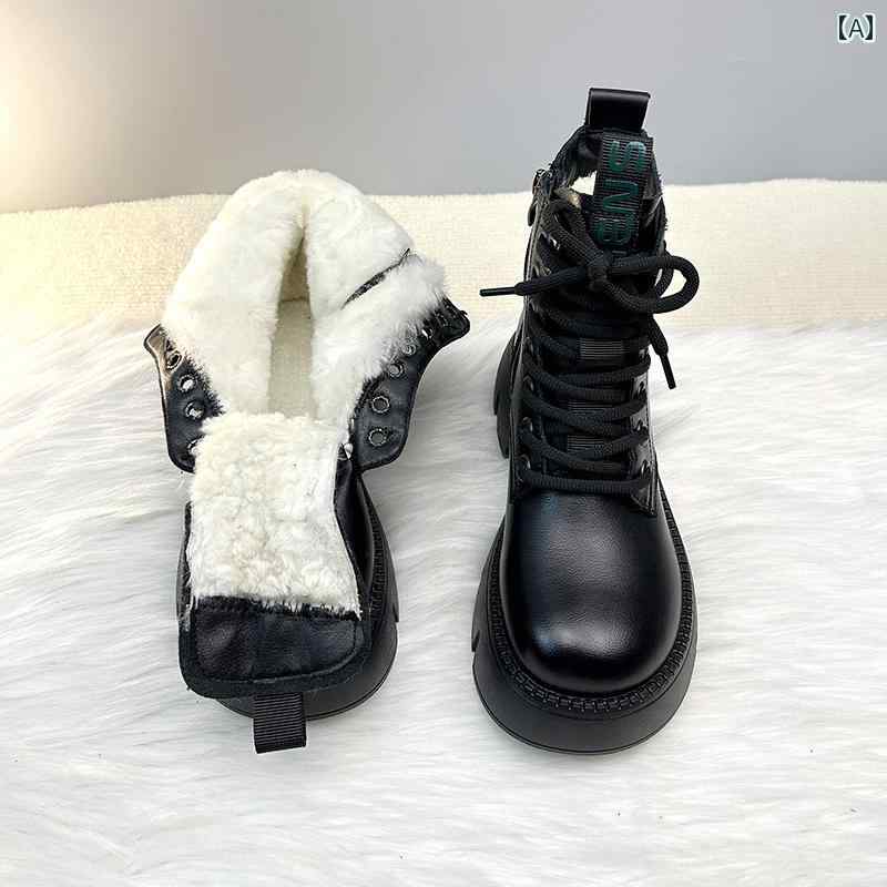 楽天ピカ森ショート ブーツ レディース 雪靴 大型 綿 ブーツ 冬 厚底 スノーブーツ 毛皮 一体型 防水 厚手 ウール ブーツ