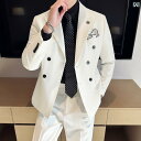 ダブルブレスト メンズスーツ 仕事 結婚式 新郎用 高級感 ビジネス フォーマルスーツ メンズ 韓国 ツーピース スーツ