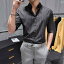 メンズ トップス シャツ ストライプノー アイロン シワ にりにくい 夏 半袖 薄手 ビジネス カジュアル 高級感 ファッション スリム フィット シャツ