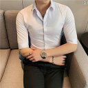 メンズ シャツ 半袖 韓国 カジュアル 七分袖 ミッド スリーブ 長袖 白 シャツ スリム 五分袖 夏