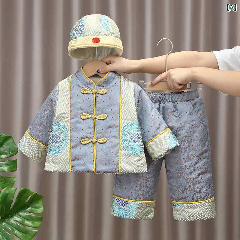 1歳 ドレス 男の子 赤ちゃん 漢服 男の子 挨拶 ドレス 冬 子供 中華風 唐服 ベルベット ドレス
