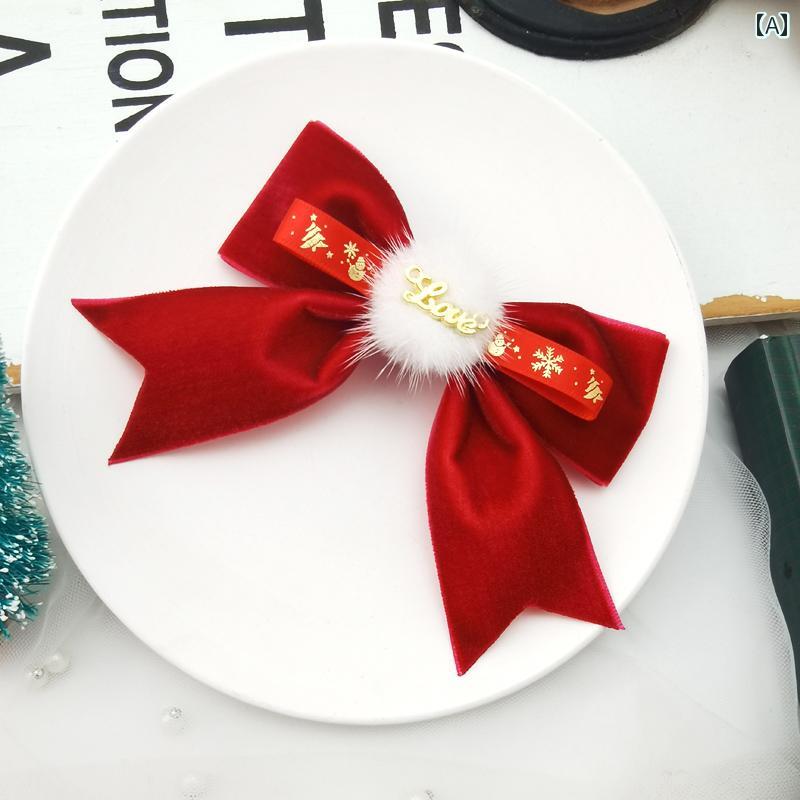 楽天ピカ森ヘア アクセサリー かわいい 髪飾り 韓国 クリスマス リボン ヘアピン かわいい 森 毛皮 ベルベット お祭り 雰囲気 トップ クリップ レディース ヘアピン