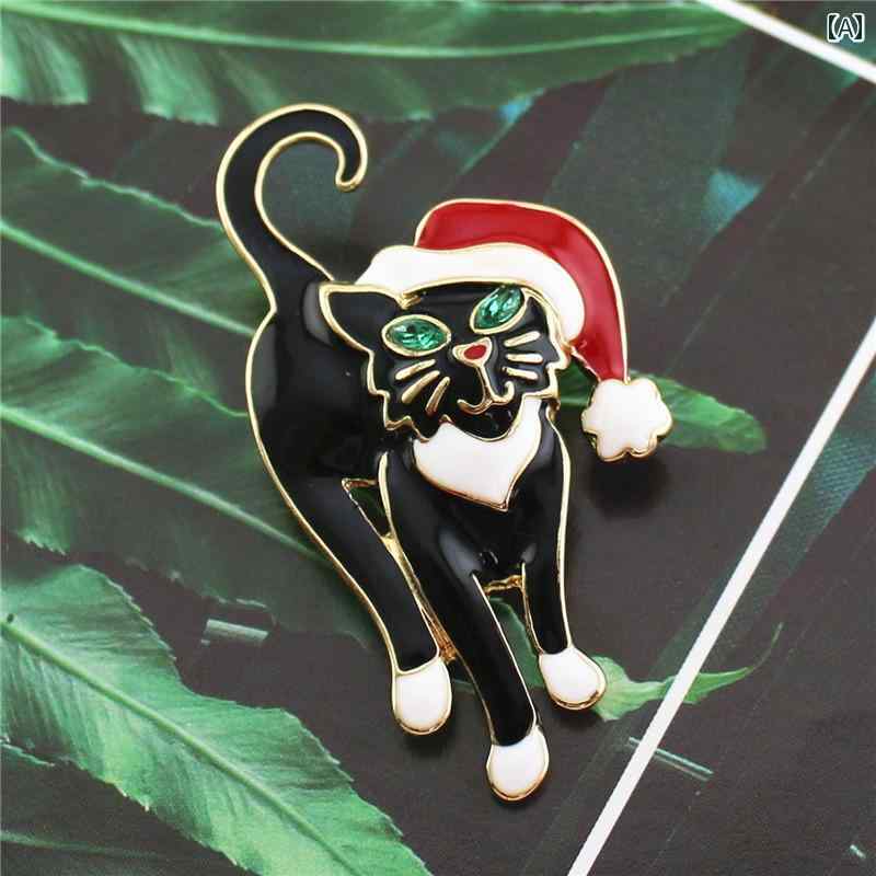 ブローチ おしゃれ クリスマス プレゼント 欧米 エナメル クリスマス 猫 油 落ち クリスマス 犬 カップル コサージュ